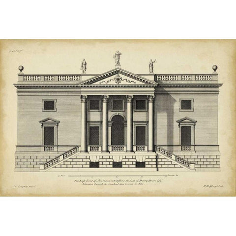 Vintage Facade V Black Modern Wood Framed Art Print with Double Matting by H. Hulsbergh