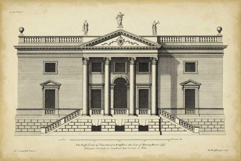 Vintage Facade V Black Ornate Wood Framed Art Print with Double Matting by H. Hulsbergh