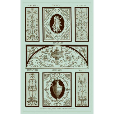 Pergolesi Panel in Celadon I Black Modern Wood Framed Art Print with Double Matting by Pergolesi