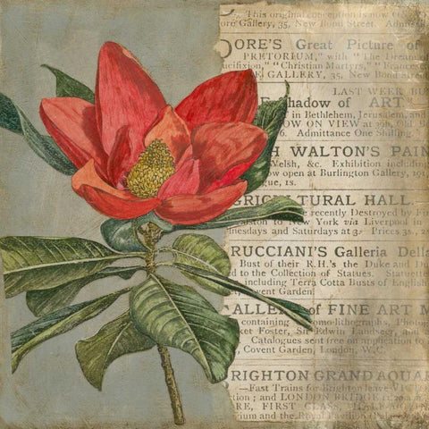 Vintage Fleur Rouge I Gold Ornate Wood Framed Art Print with Double Matting by Meagher, Megan