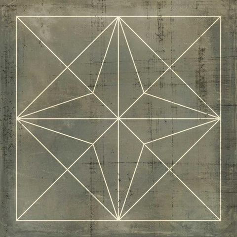 Geometric Blueprint I Black Ornate Wood Framed Art Print with Double Matting by Vision Studio