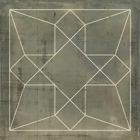 Geometric Blueprint IX White Modern Wood Framed Art Print with Double Matting by Vision Studio