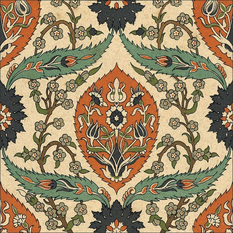 Persian Tile II Black Ornate Wood Framed Art Print with Double Matting by Unknown