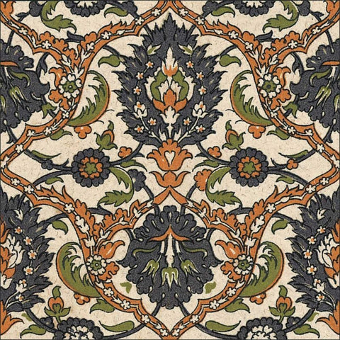 Persian Tile VIII Black Ornate Wood Framed Art Print with Double Matting by Unknown