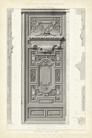 Motifs Historiques III White Modern Wood Framed Art Print with Double Matting by Unknown