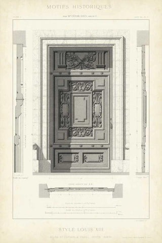 Motifs Historiques IV Black Ornate Wood Framed Art Print with Double Matting by Unknown