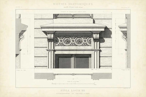 Motifs Historiques V White Modern Wood Framed Art Print with Double Matting by Unknown