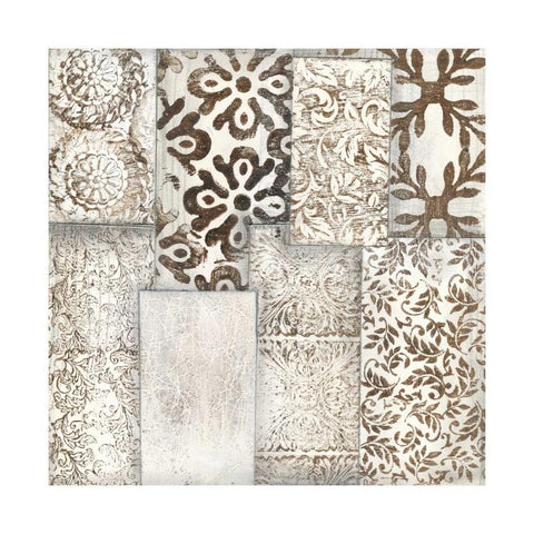 Neutral Patterned Patchwork I White Modern Wood Framed Art Print by Goldberger, Jennifer