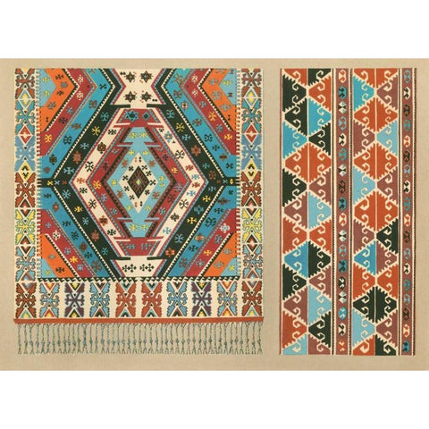 Turkish Carpet Design White Modern Wood Framed Art Print by J.B. Waring