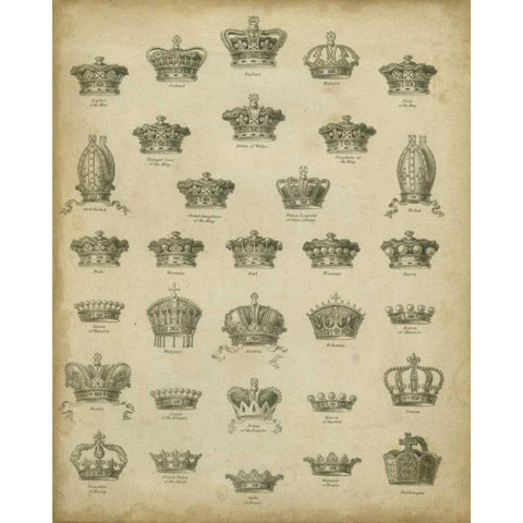 Heraldic Crowns and Coronets V Gold Ornate Wood Framed Art Print with Double Matting by Milton