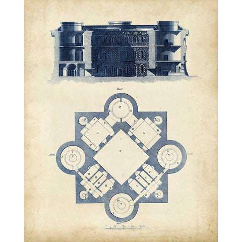 Architectural Blueprint II Black Modern Wood Framed Art Print by Andrew Cook George