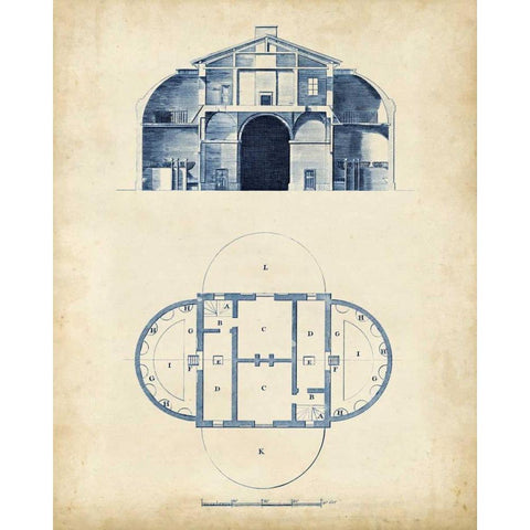 Architectural Blueprint V Black Modern Wood Framed Art Print by Andrew Cook George