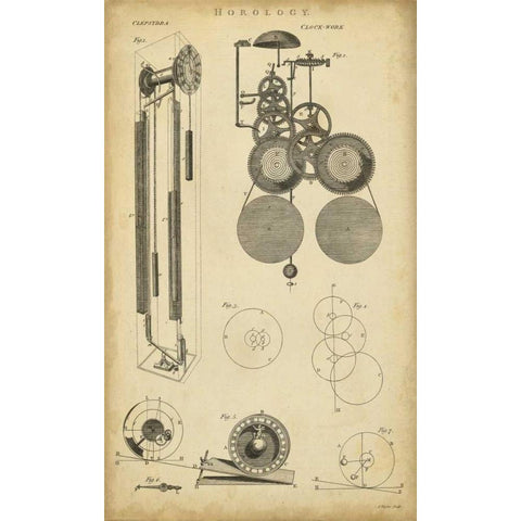 Clockworks II Black Modern Wood Framed Art Print by Chambers