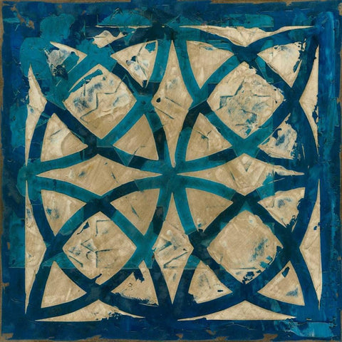 Stained Glass Indigo IV White Modern Wood Framed Art Print by Meagher, Megan