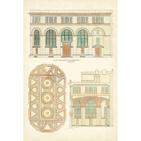 Architects Plan III Gold Ornate Wood Framed Art Print with Double Matting by Vision Studio