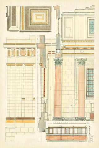 Architects Plan V White Modern Wood Framed Art Print with Double Matting by Vision Studio