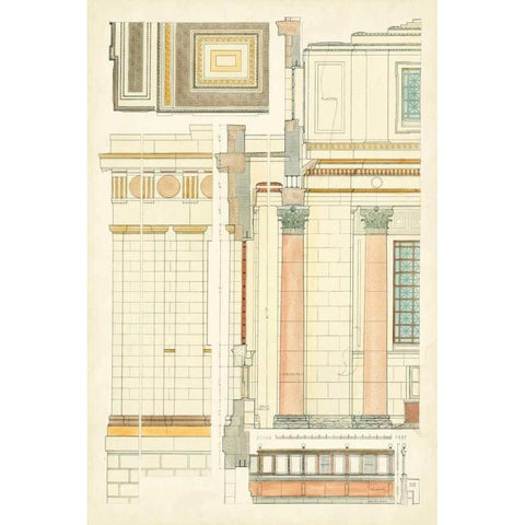 Architects Plan V Gold Ornate Wood Framed Art Print with Double Matting by Vision Studio