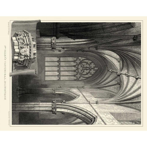 Gothic Detail II Gold Ornate Wood Framed Art Print with Double Matting by Billings, R. W.