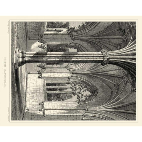 Gothic Detail III Gold Ornate Wood Framed Art Print with Double Matting by Billings, R. W.