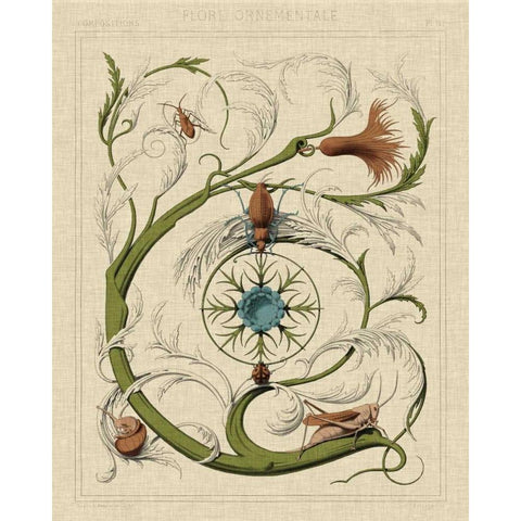 Decorative Flourish III Gold Ornate Wood Framed Art Print with Double Matting by Vision Studio