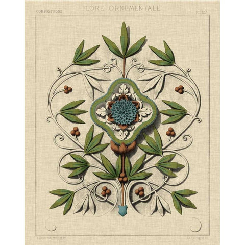 Decorative Flourish IV Gold Ornate Wood Framed Art Print with Double Matting by Vision Studio