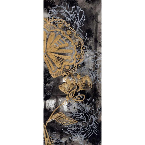Gilded Fleur II Black Modern Wood Framed Art Print by Goldberger, Jennifer