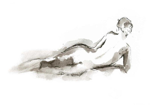 Ink Figure Study I White Modern Wood Framed Art Print with Double Matting by Harper, Ethan