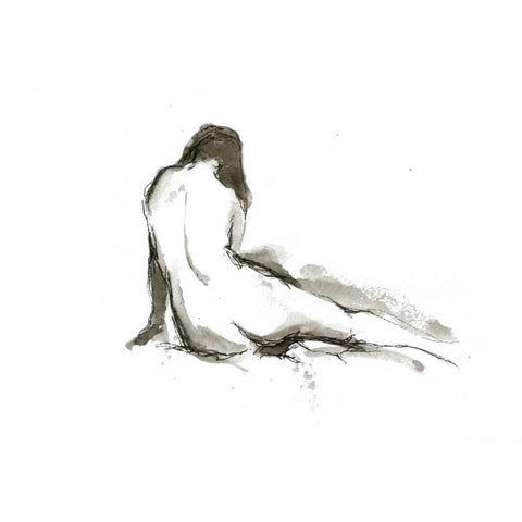 Ink Figure Study II Black Modern Wood Framed Art Print with Double Matting by Harper, Ethan