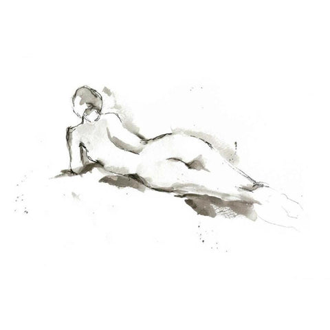 Ink Figure Study IV Black Modern Wood Framed Art Print with Double Matting by Harper, Ethan