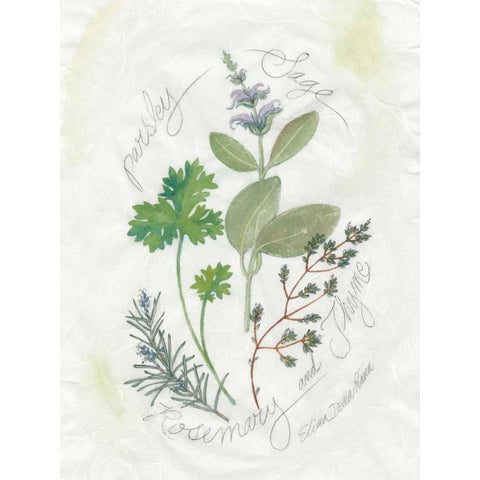 Parsley and Sage Gold Ornate Wood Framed Art Print with Double Matting by Della-Piana, Elissa