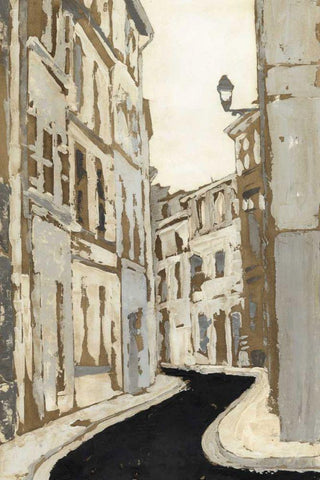 Non-Embellished Streets of Paris II White Modern Wood Framed Art Print with Double Matting by Meagher, Megan