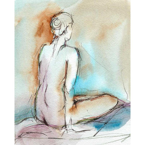 Watercolor Gesture Study I White Modern Wood Framed Art Print by Harper, Ethan