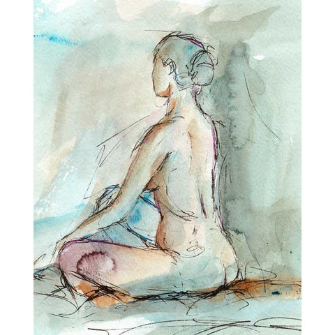 Watercolor Gesture Study II Black Modern Wood Framed Art Print with Double Matting by Harper, Ethan