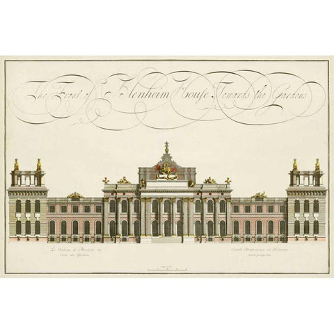 Blenheim House Black Modern Wood Framed Art Print with Double Matting by Unknown