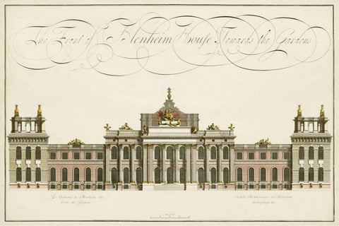 Blenheim House Black Ornate Wood Framed Art Print with Double Matting by Unknown