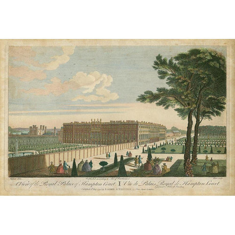 Hampton Court Gold Ornate Wood Framed Art Print with Double Matting by Unknown