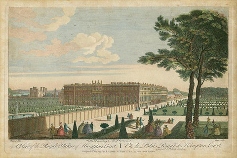 Hampton Court White Modern Wood Framed Art Print with Double Matting by Unknown