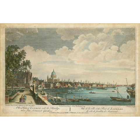 West View of London White Modern Wood Framed Art Print by Unknown