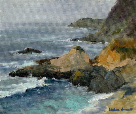 Bodega Head White Modern Wood Framed Art Print with Double Matting by Chenault, Barbara