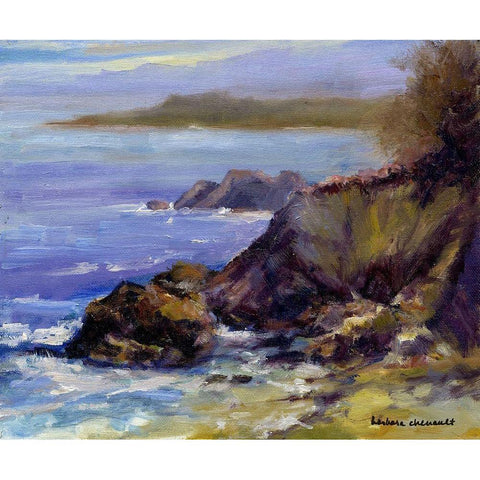 Surf on the Rocks White Modern Wood Framed Art Print by Chenault, Barbara