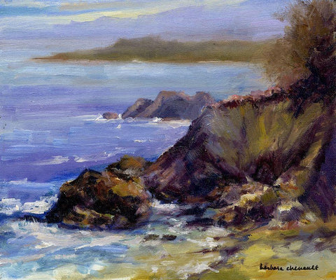 Surf on the Rocks White Modern Wood Framed Art Print with Double Matting by Chenault, Barbara