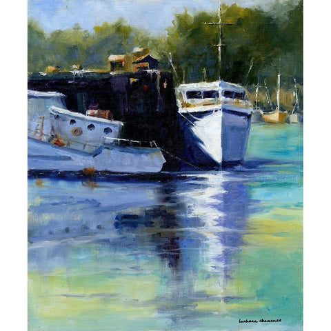 Morning at the Marina White Modern Wood Framed Art Print by Chenault, Barbara