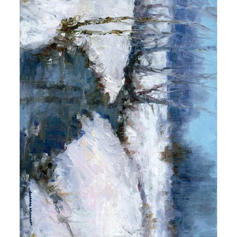 Winter White Black Modern Wood Framed Art Print with Double Matting by Chenault, Barbara