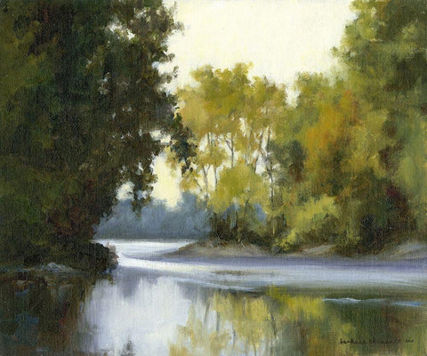 River Reflections Black Ornate Wood Framed Art Print with Double Matting by Chenault, Barbara