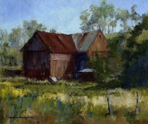 Amish Country Barn White Modern Wood Framed Art Print with Double Matting by Chenault, Barbara