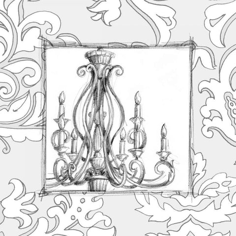 Decorative Chandelier I White Modern Wood Framed Art Print by Harper, Ethan