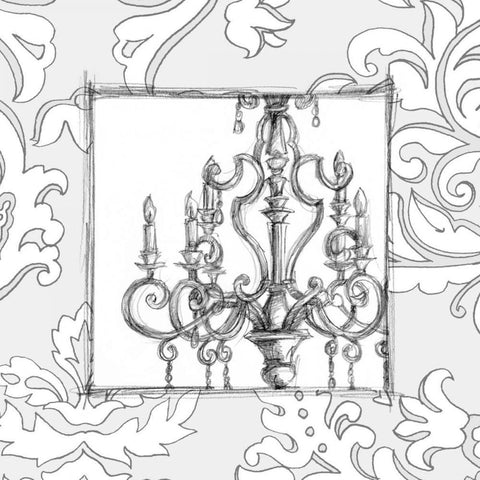 Decorative Chandelier II Gold Ornate Wood Framed Art Print with Double Matting by Harper, Ethan