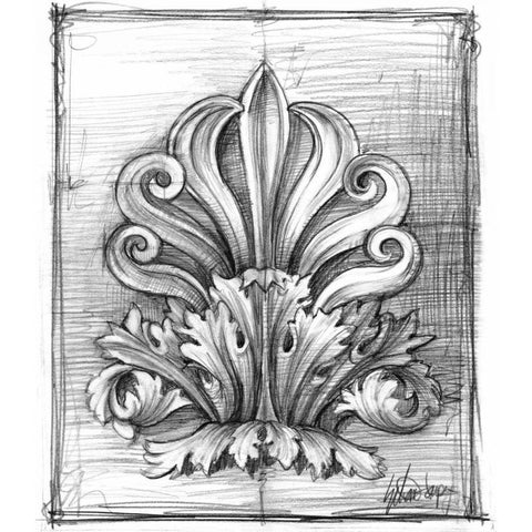 Non-Embellished Decorative Ornament I Black Modern Wood Framed Art Print by Harper, Ethan