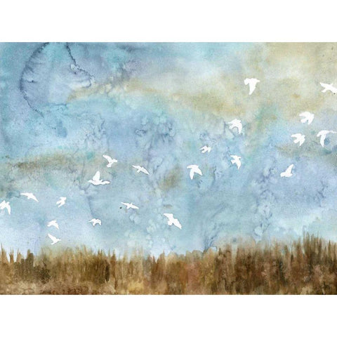 Birds in Flight I Black Modern Wood Framed Art Print with Double Matting by Meagher, Megan