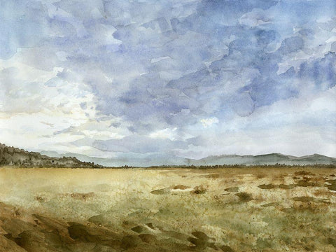 Montana Horizon II White Modern Wood Framed Art Print with Double Matting by Meagher, Megan